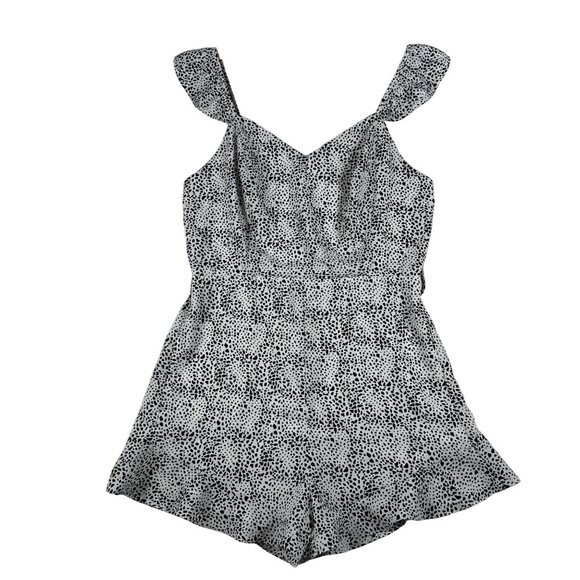 Dalmatian Print Sleeveless Ruffle Strap Romper Mod On Trend  Womens L Feminine - Picture 1 of 12